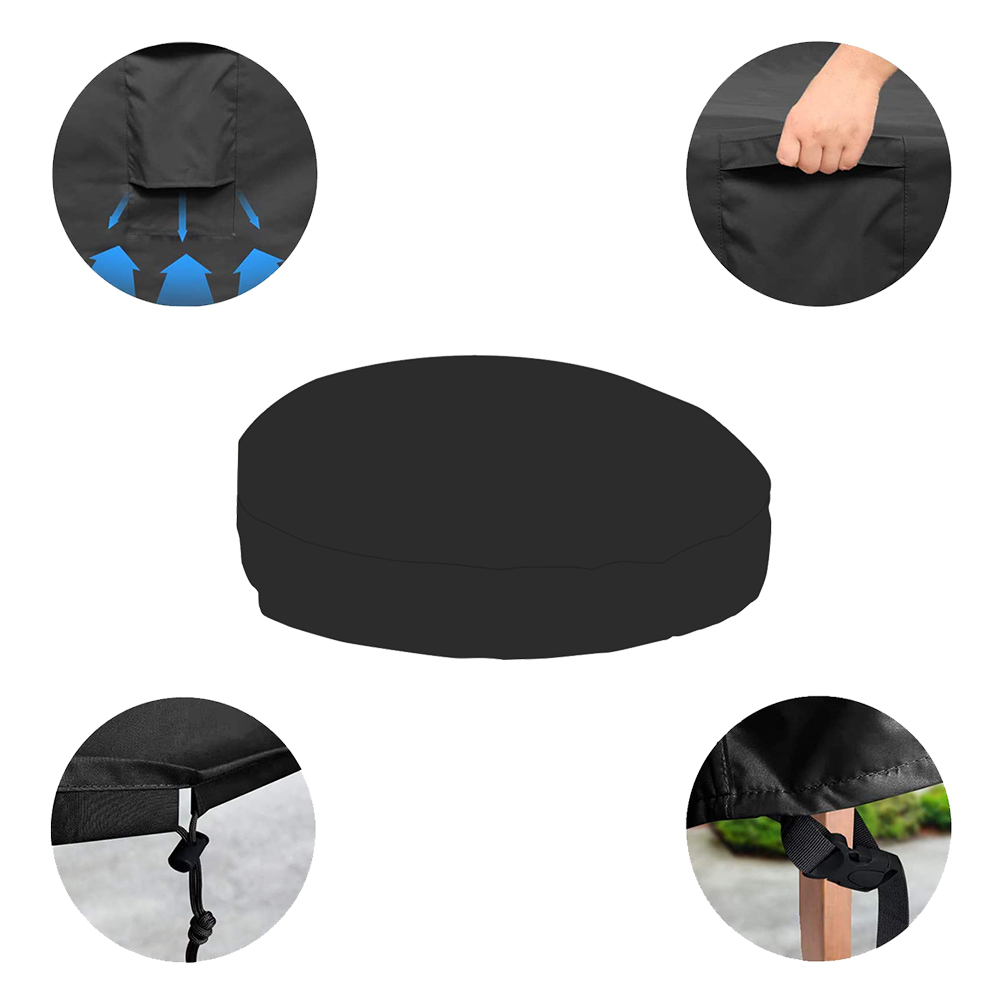 90 Heavy Duty 420D Waterproof Daybed Cover Outdoor Round Canopy Day Bed Sofa Cover Outside Patio Furniture Cover UV Weather Resistant Black 
